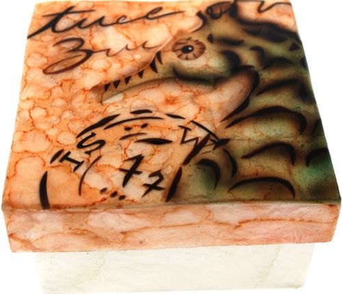 Kubla Craft - Capiz Shell Trinket Box - Green Seahorse