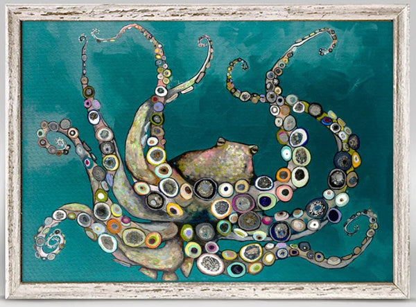 GreenBox - Framed Canvas 7" x 5" - Octopus in the Deep Blue Sea