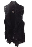 Coco + Carmen - Crochet Cable Knit Vest - Black - Large / Extra Large