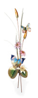 Bovano - Wall Sculpture - Oak Leaf & Teal Satyr Butterfly w/ Cone Flowers
