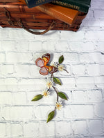 Bovano - Wall Sculpture - Blue Eyemark Butterfly w/ Asters