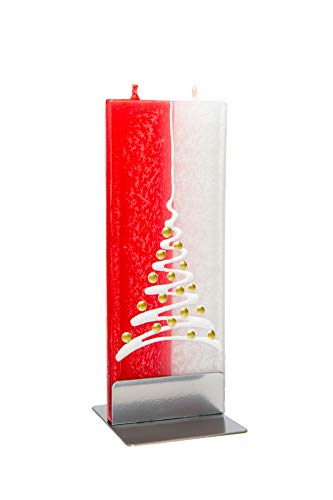 Flatyz - Twin Wick Flat Candle - Christmas Tree, Red & White