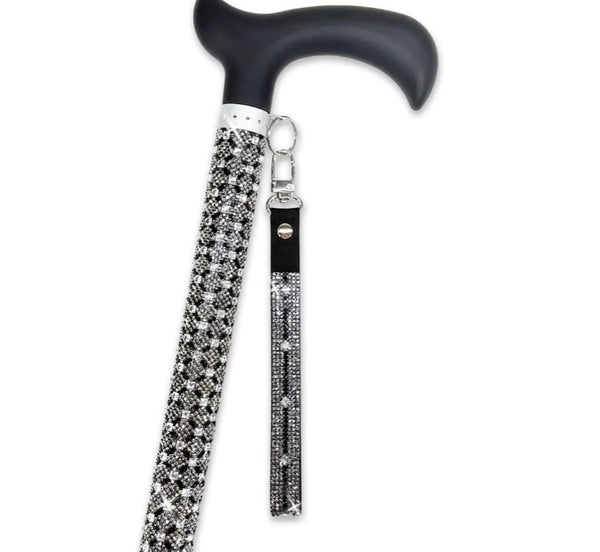 Jacqueline Kent Sugar Cane - Adjustable Cane - Little Black Dress Hematite Cross