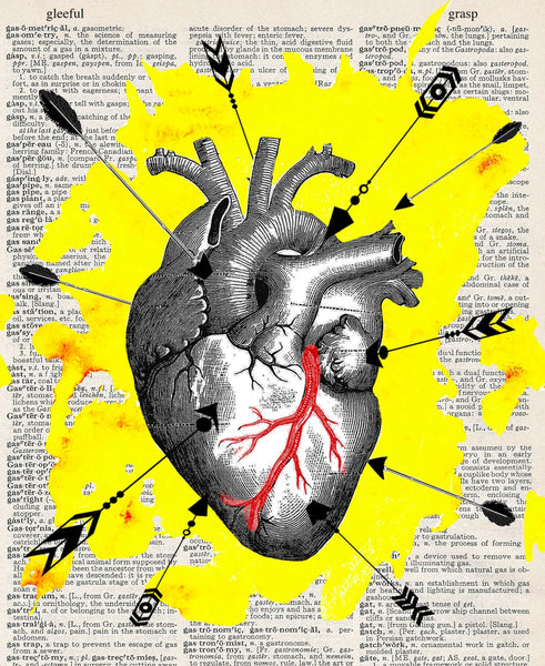ArtNWordz -  Vintage Recycled Dictionary Print - Straight to the Heart