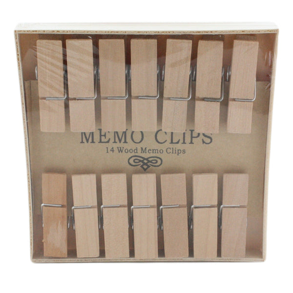 HomArt - Natural Wood Memo Clips - Set of 14