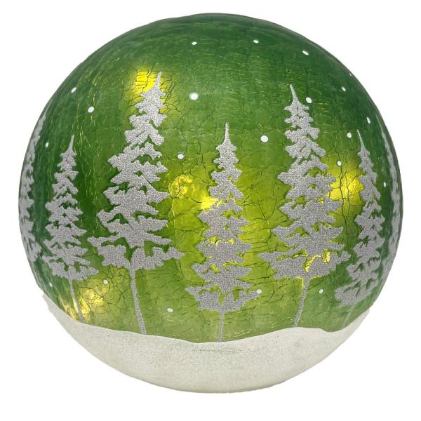GC - Silver Forest - 6" LED Lighted Green Glass Globe