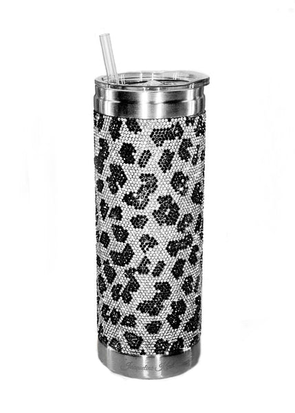 Jacqueline Kent - Bubbles & Bling Tumbler - Snow Leopard Silver