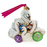 Jay Strongwater - Glass Holiday Ornament - Seven Swans of Swimming