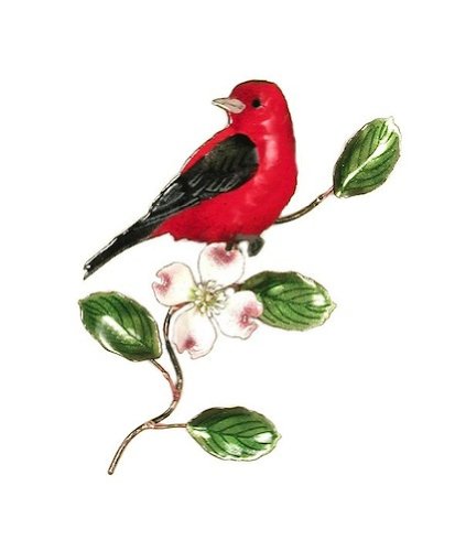 Bovano - Wall Sculpture - Scarlet Tanager on Dogwood Branch