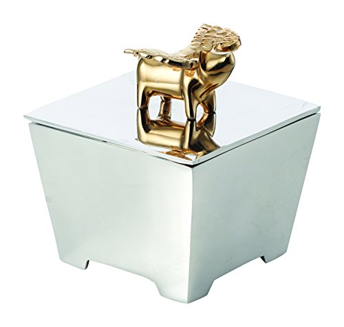 Lunares - Silver & Gold Plated Square Trinket Box - Flying Pig
