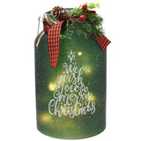 Gift Essentials - 10" Lighted Green Canister w/ Handle - Wish you a Merry Christmas
