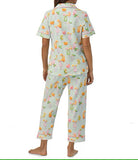 BedHead - S/S Jersey Cropped PJ Set - Summer Sips - Large