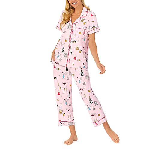 BedHead - 3/4 Sleeve Crop Jersey PJ Set - Let's Do Brunch - Medium (US 8-10)