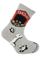 Wheel House Designs Socks - Dog House on Gray - Childs 6-8.5