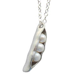 The Vintage Pearl - 18" Charm Necklace - 3 Mini Sweet Peas in a Pod