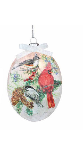 Stony Creek - 5" Light-Up Glass Ornament - Birds of Winter
