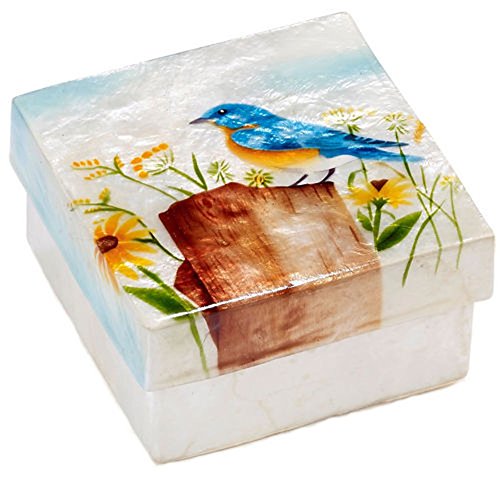 Kubla Craft - Capiz Shell Trinket Box - Bluebird