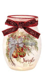Stony Creek - 4" Frosted Glass Lighted Jar w/Bow - Jingle