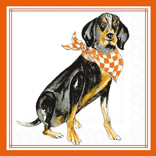 Boston International - 3-Ply 5" Cocktail Napkins - Hometown Pride - Orange Coonhound