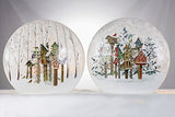 Stony Creek - Frosted Glass - 10" Round Lighted - Tall Trees & Birdhouses