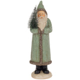 Boston International - 10.25" Hooded Santa Claus Figurine - Sage Green