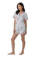 BedHead - S/S Cotton Poplin Shorty PJ Set - Eastern Seaboard - Small