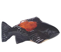 Fish In The Garden - Ceramic Garden Koi - Black w/ Salsa Spots - Small Left