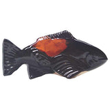 Fish In The Garden - Ceramic Garden Koi - Black w/ Salsa Spots - Small Left