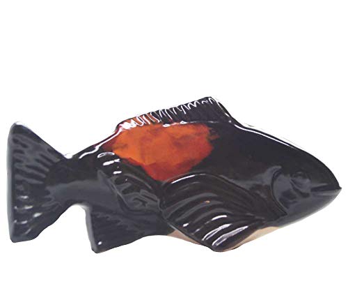 Fish In The Garden - Ceramic Garden Koi - Black w/ Salsa Spots - Small Left