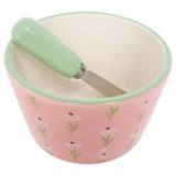 Boston International - 4.75" Bowl & Spreader - Pink Daisy