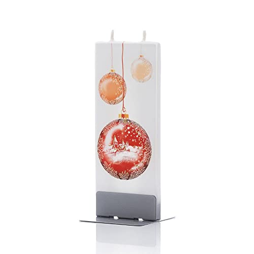 Flatyz - Twin Wick Flat Candle - Christmas Balls with Town