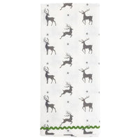 Boston International - 28"x18" Tea Towel Set - Gray Reindeer & Stripes