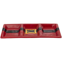 Boston International 14"x6" Tri Part Christmas Platter - Santa Belt