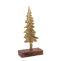 Boston International - Small Gilded Gold Spruce Christmas Tree on Wood Base