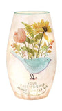 Stony Creek - 7" Frosted Glass Lighted Vase - Scripture Birds