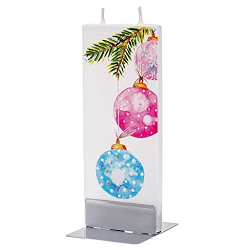 Flatyz - Twin Wick Flat Candle - Pink & Blue Hanging Christmas Ornaments