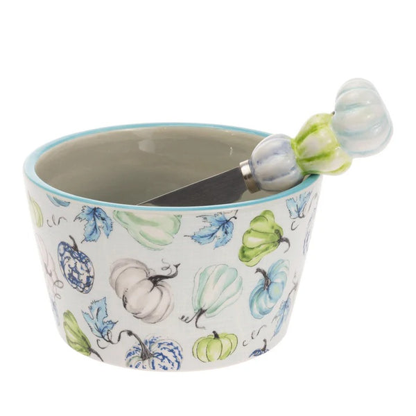 Boston International - 4.75" Bowl & Spreader - Chinoiserie Pumpkin