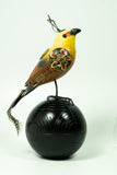 Mullanium - Steampunk Inspired Sculpture - Roufus Backed Finch on Ball