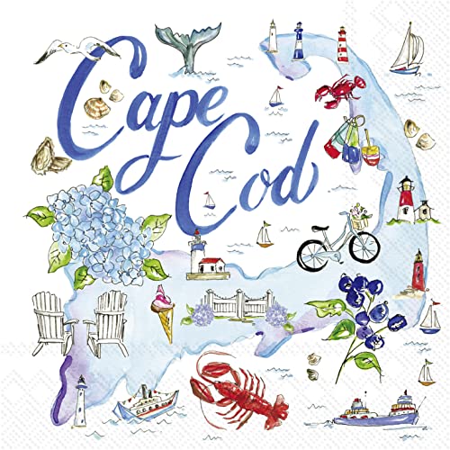 Boston International - 3-Ply 5" Cocktail Napkins - State Collection - Cape Cod
