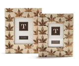 Two's Company Cannabis Set of 2 Hand-Carved Photo Frames Includes 2 Sizes: 4" x 6" and 5" x 7" (Stands Horizontally/Vertically) - Mango Wood