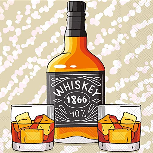 Boston International - 3-Ply 5" Cocktail Napkins 20 Count - Whiskey 1866