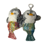 Aurora - 4" Pompom Wanna Be Mermaid Penguin Clip-On Set - Pink & Green