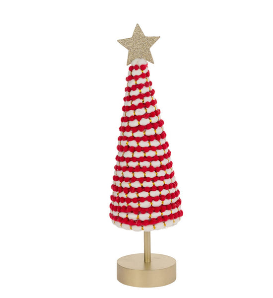Boston International - Small Cone Christmas Tree - Red & White Tree w/ Star