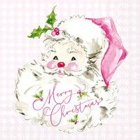 Boston International - 3-Ply 5" Cocktail Napkins 20 Count - Pink Santa