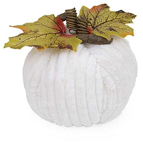 Boston International - 5" Chenille Fabric Pumpkin - White