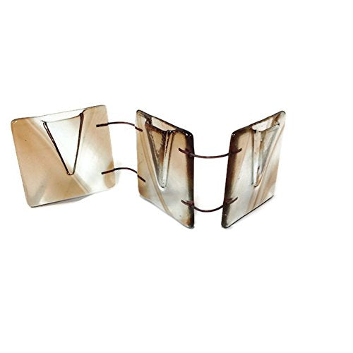 Glass Fire - 3 Port Art Deco V-Vase - Tan & Brown