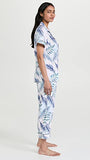 BedHead Pajamas Women's Short Sleeve Classic Cropped PJ Set, Breezy Palm, White, Print, S