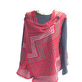 Coco & Carmen - Crossover Poncho Vest - Red & Grey