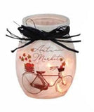 Stony Creek - 4" Frosted Glass Lighted Jar w/Garland - Autumn Market