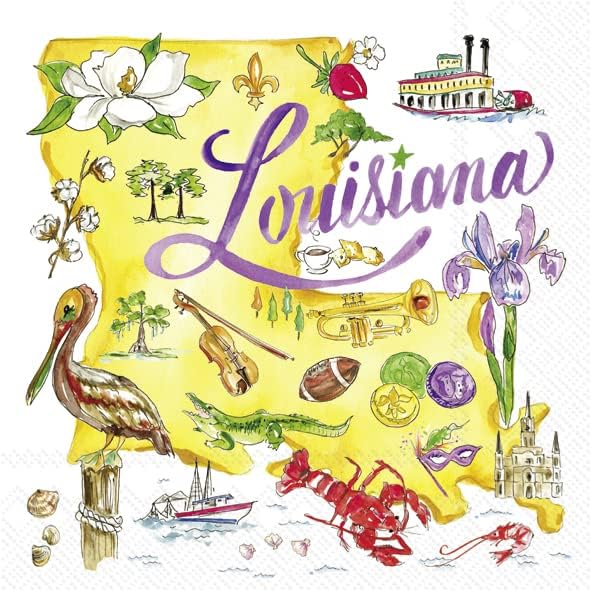 Boston International - 3-Ply 5" Cocktail Napkins - Louisiana